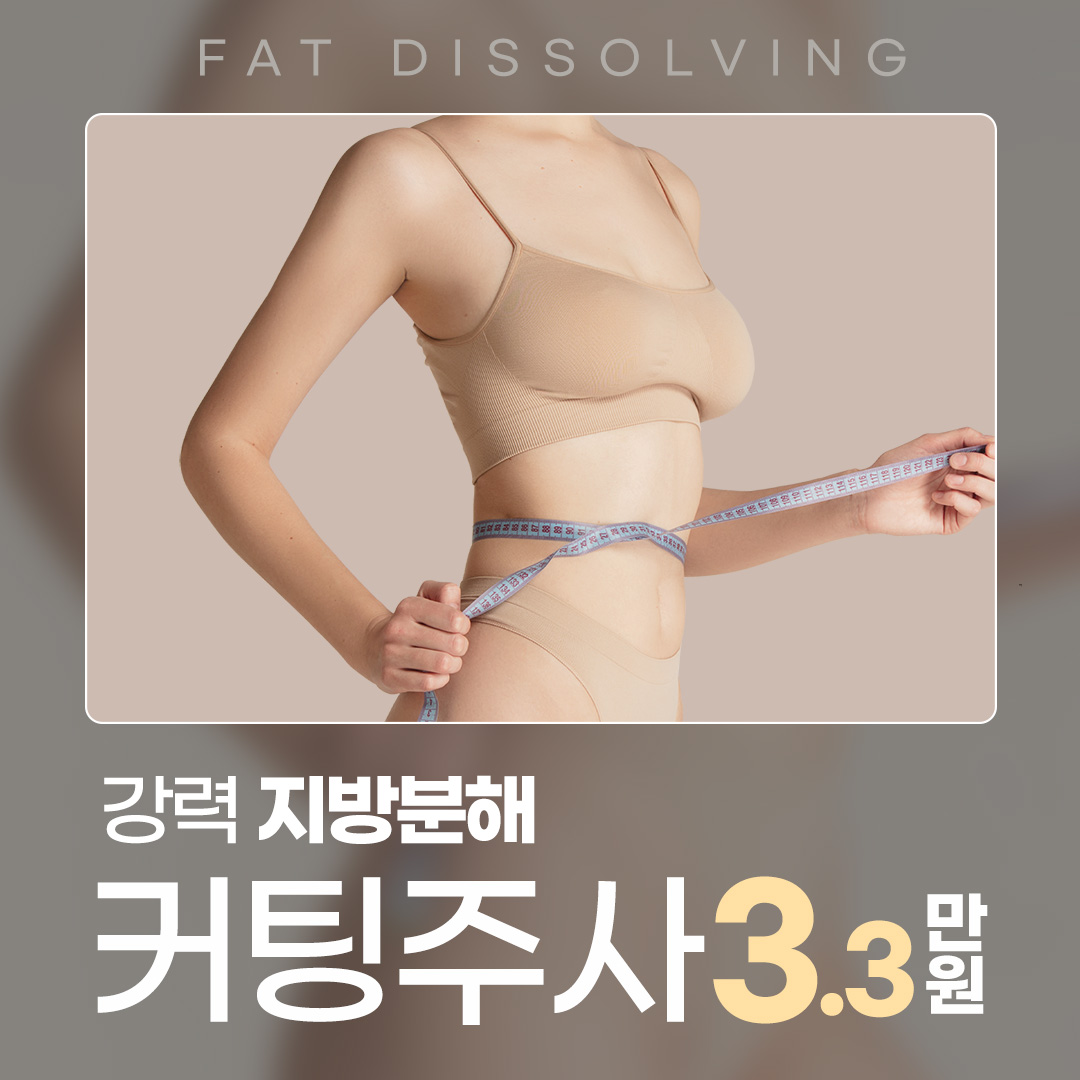 부작용 확률이 높은 스테로이드 성분을 제외한
천연지방분해+대사촉진+셀룰라이트분해 성분이 조합으로 강력 지방분해
기존 제이필스테디 후아유주사를 업그레이드한 강력지방커팅주사
- NO 스테로이드, PPC 성분으로 안전함 증명
- 후기가 증명하는 강력한 지방분해력
- 복부, 팔뚝, 허벅지 등 고민부위별 시술 가능