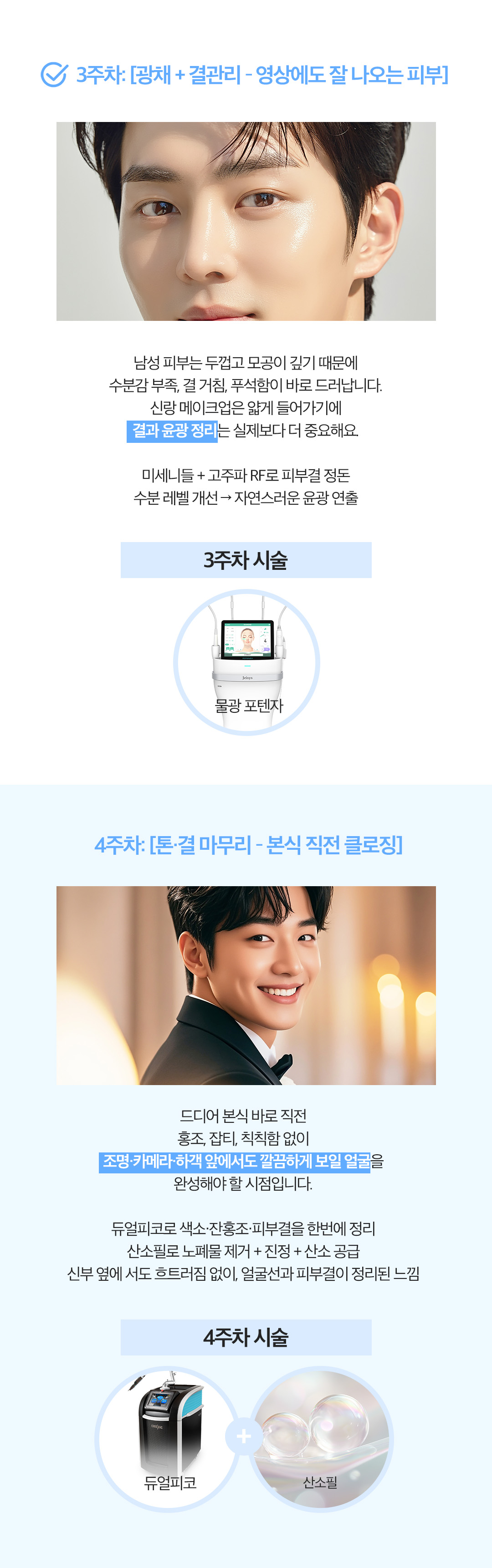 누구보다 깨끗하고 빛나는 피부로 만족하는 효과를 볼 수 있는
그날의 주인공 신랑 · 신부님을 위한 패키지입니다