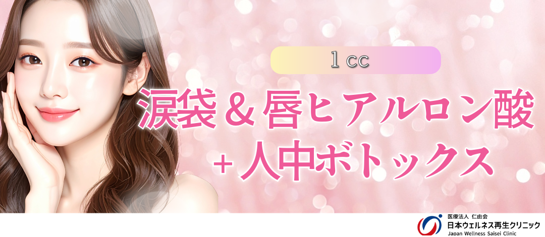 アラガン社製ヒアルロン酸1cc｜涙袋&唇＋韓国製ボトックス｜人中
